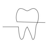 Teeth single line continuous  outline vector art drawing and simple one line teeth minimalist design