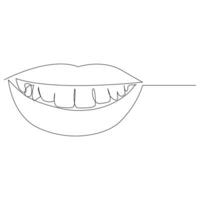 Teeth single line continuous  outline vector art drawing and simple one line teeth minimalist design