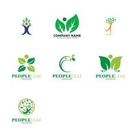 Set of People Leaf Icon Vector Logo Template Illustration Design