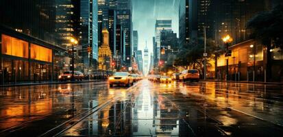 AI generated raining in new york city street photo