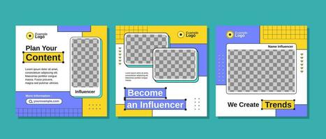 Influencer social media posts template design vector