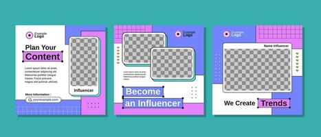 Influencer social media posts template design vector