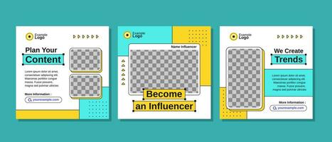 Influencer social media posts template design vector