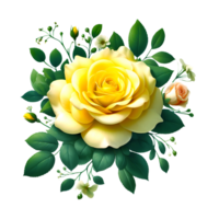 AI generated Stunning yellow rose in an arrangement of flowers png