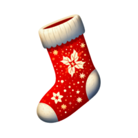 AI generated A lovely Santa Claus red sock on a transparent background png