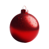 AI generated A vivid red Christmas bauble on a transparent background png