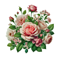 ai generado encantador rosado Rosa en un floral arreglo png