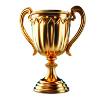 AI generated A metallic and shiny golden-colored Champion trophy cup png