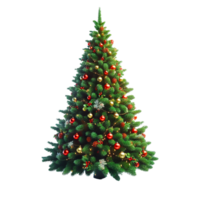 ai gegenereerd een levendig Kerstmis boom met rood en goud ornamenten png