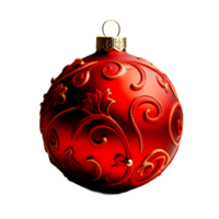 AI generated A vibrant red Christmas bauble on a transparent background png