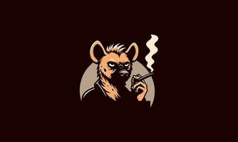 hyena smoking vector illustration mascot design