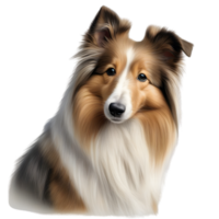 ai généré Couleur crayon esquisser de une shetland chien de berger. ai-généré. png