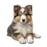 ai généré Couleur crayon esquisser de une shetland chien de berger. ai-généré. png