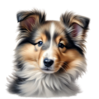 ai généré Couleur crayon esquisser de une shetland chien de berger. ai-généré. png