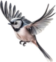 AI generated A close-up image of a Long-Tailed Tit bird. Ai-Generated. png