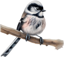 AI generated A close-up image of a Long-Tailed Tit bird. Ai-Generated. png