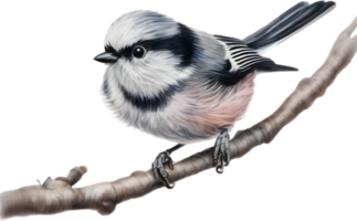 AI generated A close-up image of a Long-Tailed Tit bird. Ai-Generated. png