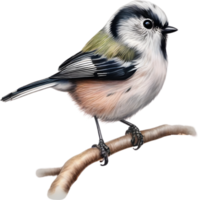 AI generated A close-up image of a Long-Tailed Tit bird. Ai-Generated. png