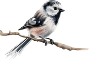 AI generated A close-up image of a Long-Tailed Tit bird. Ai-Generated. png