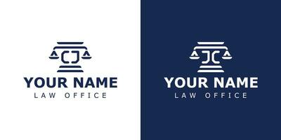 Letter CJ and JC Legal Logo, suitable for lawyer, legal, or justice with CJ or JC initials vector