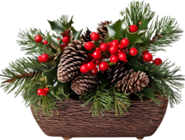 AI generated An image of pine cones and holly branches. Ai-generated. png