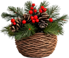 AI generated An image of pine cones and holly branches. Ai-generated. png