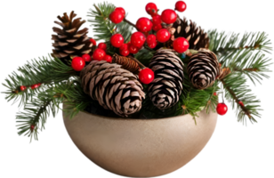 AI generated An image of pine cones and holly branches. Ai-generated. png