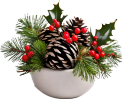 AI generated An image of pine cones and holly branches. Ai-generated. png