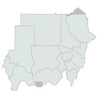 Sudan map. Map of Sudan in administrative states in white color vector