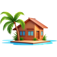 AI generated Great house with palm tree. AI Generative png