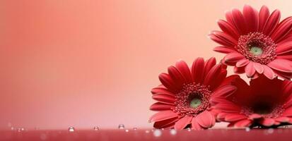 AI generated pink gerbera daisies on a pink background photo