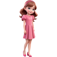 AI generated Cute girl with pink dress. AI Generative png