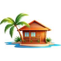 AI generated Great house with palm tree. AI Generative png