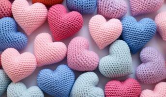 AI generated colorful heart knits arranged together photo
