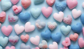 AI generated colorful heart knits arranged together photo