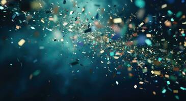 AI generated bright and colorful confetti flying down over the screen photo