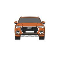 Orange suv car from front angle with isolated white background. Free Vector