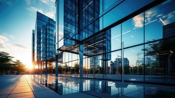 AI generated Contemporary business building, steel and glass, symbolizing progress photo