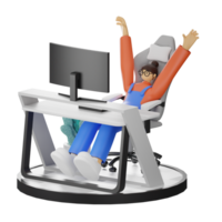 un Adolescente muchachas viaje en 3d ilustración a el computadora escritorio png
