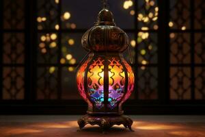 AI generated an elegant turkish lantern in the dark photo