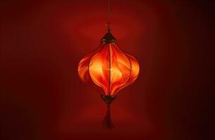 AI generated a chinese lantern hanging in red light photo