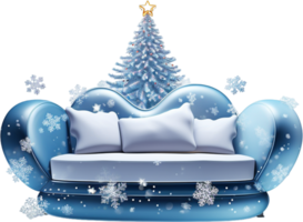 AI generated Christmas tree and modern sofa in 3d rendering png