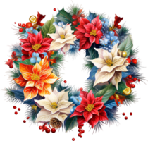 AI generated christmas holly wreath wreath png