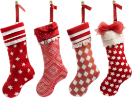 ai généré Noël bas tricoter Père Noël wapiti chaussettes png