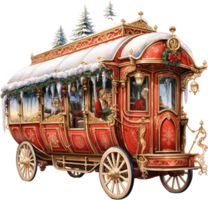 AI generated There is a red carriage with gold trim and a red canopy png