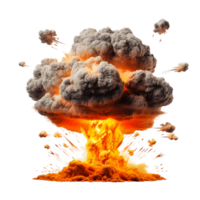 AI generated Nuclear Explosions with Mushroom Cloud on Transparent Background. AI Generated png
