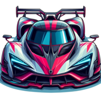 AI generated Front View Isolated Cartoon Hypercar on Transparent Background - Car Illustration cartoon car. hypercar. sport car. super car png