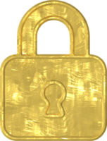 Golden lock illustration png