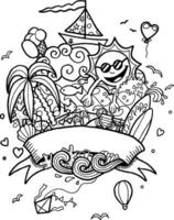 Summer Doodle Line Art vector