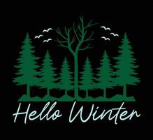 hola diseño de camiseta de invierno vector